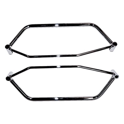 Mounting brackets for Longride saddlebags. Will fit the Longride Heritage Click-on saddlebags and the Longride model specific Iparex & leather saddlebags. Approximate distance between mounting points: 352 mm. 
Note: Is not suitable for click-on system. Only for universal applications.
