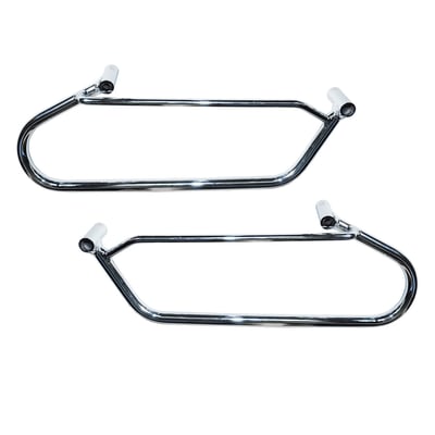 Mounting brackets for Longride saddlebags. Will fit the Longride Heritage Click-on saddlebags and the Longride model specific Iparex & leather saddlebags. Approximate distance between mounting points: 238 mm. 
Note: Is not suitable for click-on system. Only for universal applications.
