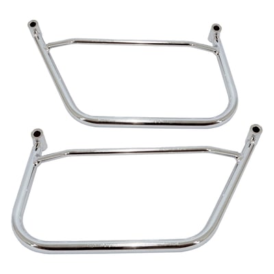 Mounting brackets for Longride saddlebags. Will fit the Longride Heritage Click-on saddlebags and the Longride model specific Iparex & leather saddlebags. Approximate distance between mounting points: 264 mm. 
Note: Is not suitable for click-on system. Only for universal applications.