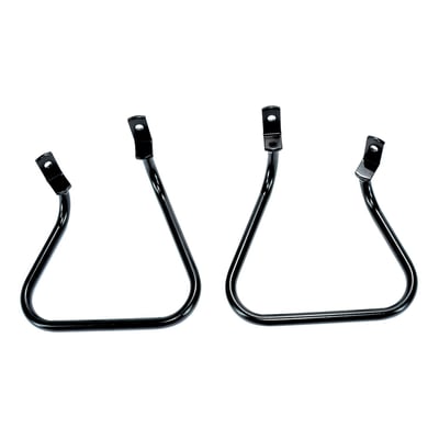 Mounting brackets for Longride saddlebags. Will fit the Longride Heritage Click-on saddlebags and the Longride model specific Iparex & leather saddlebags. Approximate distance between mounting points: 110 mm. 
Note: Is not suitable for click-on system. Only for universal applications.