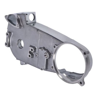 Natural cast finish. 
OEM style replacement aluminum inner primary cover with OEM style machining and the OEM style cast finish. 
9-hole but will fit both 8-hole and 9-hole outer primary covers. 
Reinforced and stronger than the original. 
Complete with mainshaft support bearing. 
Complete as shown. 
OEM replacement reference 60619-70. 
Note: 1/2-20 drain plug, available as 502450, 502105 or 989296, must be ordered separately when required
Note: Check clearance on transmission cast boss, where 4 studs mount. Inner primary may have to be clearanced for proper fitment. 
Note: Comes with the mainshaft support bearing and seal installed. 
Note: Sand cast for strength. 