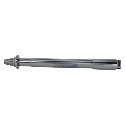 Offers great and lasting custom looks. Made from 17-4 series polished stainless steel, which offers with sheer and tensile strength comparable to that of chromoly with superior corrosion resistance. Axle will not bend or break and is ball burnished for the toughest bearing surface. Comes with a high quality 12-point stainless steel nut and custom tapered washer. Nut is secured by a stainless steel e-ring. Comes complete with instructions and anti-seize. 
Note: Axle and nut must be 100% clean before installation and coated with provided anti-seize (Loctite LB8012). This includes 'test fitting / hand tightening'. Cleaning axle, threads and anti-seize coating remains applicable when reinstalling after servicing wheel. 