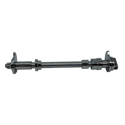 This conversion kit includes a spacer conversion kit and everything needed to allow you to to run an FXR rear wheel in your 02-07 Bagger. Includes stainless axle, head washer, 12-point nut, retaining ring, 2 eccentrics, 4 spacers & anti-seize. 
Made from 17-4 series polished stainless steel, which offers sheer and tensile strength comparable to that of chromoly with superior corrosion resistance for a lasting custom look. Axle will not bend or break and is ball burnished for the toughest bearing surface possible. Comes with a high quality 12-point stainless steel nut and washer. Nut is secured by a stainless steel e-ring. Comes complete with instructions and anti-seize. 

Note: Axle and nut must be 100% clean before installation and coated with provided anti-seize (Loctite LB8012). This includes 'test fitting / hand tightening'. Cleaning axle, threads and anti-seize coating remains applicable when reinstalling after servicing wheel. 