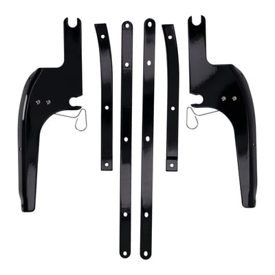 Aluminum reproduction style mount bracket used to install the OEM windshield. Complete with mounting hardware. 
Note: 04-07 FLHRS; 17-up FLHRXS models require 938890 / OEM 58221-04 hardware kit