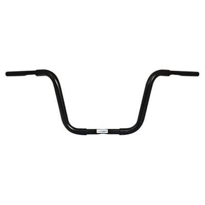 Black powder coated. 
Steel. 
Comes with approval.
3-hole. 
Approx. dimensions: 93cm wide x 31cm high x 19cm pullback x 33cm center width. 
1-1/4" fat Apehanger which is 1" at the riser clamp area and 1" at handlebar controls. 
Note: Check your local MCS dealer or the MCS sales department for exact type of approval and validity on bike model and years on the test report.