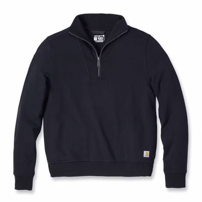 This Carhartt half-zip pullover sweatshirt will be your new favourite go-to for cooler weather. The half zip makes it easy to take on and off. Pockets keep your hands warm during breaks. A relaxed fit and an extra-soft cotton blend give you comfort from the first wear. Powered by TENCEL™ fibers for an incredibly soft, comfortable feel that's equally tough and long-lasting. TENCEL™ Lyocell fibers are derived from sustainable wood sources through sustainably managed forests.

• Relaxed Fit
• Rib knit collar
• Rib knit collar
• Two front hand warmer pockets
• Quarter length front zipper
• Stretchable, elastane reinforced rib knit cuffs and waistband
• Carhartt label sewn on lower front
• Carhartt label sewn on pocket
• Woven
• 10 oz/yd² - 340 gsm
• Built with lightweight Tencel™ fibers for softness and breathability
• 75% Cotton/25% TENCEL™ Lyocell