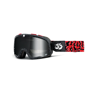 The 100% Barstow goggle fuses vintage moto design with modern styling and technology resulting in a timeless look with next level performance. The minimal frame design works in union with distinct lens shape to increase visibility and with a triple-layer face foam provides excellent moisture management. Featuring anti-fog polycarbonate lens with integrated pins for seamless tear off application and upper vents force air in and channel out moisture to reduce fogging. The strap trim elevates performance and adds rich detail.