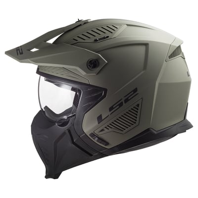 The LS2 Drifter helmet is a trial helmet with an aggressive design. A great choice for cruisers, trials, or just riding the city streets. Removable chin guard and adjustable and removable peak. Made of polycarbonate material for lightness and greater safety. Ability to swap from light to dark visor. The helmet is ECE 22.06 approved.