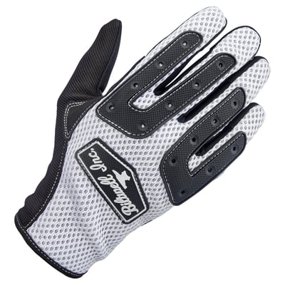 The Biltwell Anza gloves are 100-percent synthetic gloves that is built for aggressive off-road riding, but that doesn’t mean you can’t wear it on pavement. You can, and we know a bunch of high-performance street riders who do. The gloves combine comfort, durability, and function. A synthetic suede palm with two-way stretch ensures a snug fit, while the vented polyester back maximizes airflow. Flexible rubber knuckle guards add protection, and Lycra finger panels enhance dexterity. Conductive stitching allows smart screen use, and reinforced stitching boosts durability. A Velcro wrist wrap ensures a secure fit.