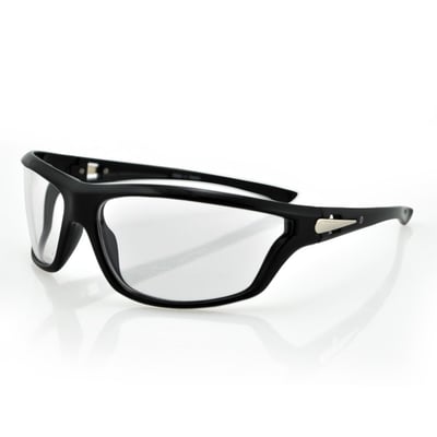 The Florida sunglass is available in smoked, polycarbonate, shatter resistant lens that provides 100% UV protection. The flexible polycarbonate frame has a shiny black finish with shiny metal detail on the arms. The extreme wrapped shape and large lens helps block the wind and allows for great peripheral vision. No foam keeps the sunglass light weight.