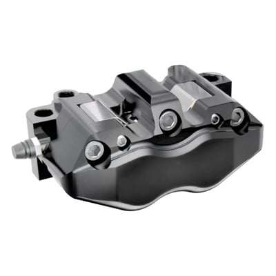 RT3 calipers are precision engineered and CNC machined from a one-piece race-grade billet aluminum, offering 27% less weight compared to stock. They provide race-proven braking performance to your bike with great lever feel and feedback. The upgrade to radial brake calipers requires a radial caliper mounting bracket. These are separately available for a straightforward transition. Kraus or Öhlins inverted fork kits with 108mm radial caliper fitment will allow a direct installation. 
- Includes Kraus RT-S sintered Street Pads 
- Optional Kraus Performance and Race Pads available 
- Better lever feel 
- Strong, consistent braking 
- Road-Legal race caliper 
- CNC machined race-grade alloy billet aluminum 
- 748 gram lightweight, 27% lighter than stock 
- Pre-Bled* for easy installation 
- Easy adjustable for different rotor sizes with optional stackable caliper spacers 
*Note: Final bleeding procedure required for optimal performance. 
Each caliper is pre-bled in-house, though a confirmation bleed is still necessary. Kraus incorporated an outboard bleed nipple and banjo take-off, making bleeding and installation easier while allowing fluid to fully circulate the caliper.
Note: Installation hardware is not included, See 985741 for G5 titanium radial caliper hardware kit. 
Note: See 984634 (each) or 993412 (pair) for Kraus front radial caliper mount bracket. 
Note: For replacement/optional brake pads see 706428 RT-S Street pads. 706429 RT-P Performance pads or 706430 RT-R Race pads. 