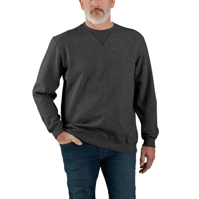Cut the morning chill with this Carhartt sweatshirt. A traditional cotton blend makes for versatile layering. Carhartt durability and familiar sweatshirt comfort mean you can haul lumber or relax with equal ease. 

• Loose fit
• Rib knit crew neck with V-shape insert at front neck
• Stretchable, elastane reinforced rib knit cuffs and waistband
• Carhartt label sewn on lower front
• Woven
• 10.5 oz/yd² - 357 gsm
• Midweight Fleece