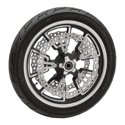 Compatible with 706595, 706598 Ness 15" Jagged brake rotor kits that are spoke mounted. 
420 stainless steel and drilled for optimum performance and heat dispersion. 
Mount style 'D'. Open center with 6.7" BCD. Half moon bolt mount holes