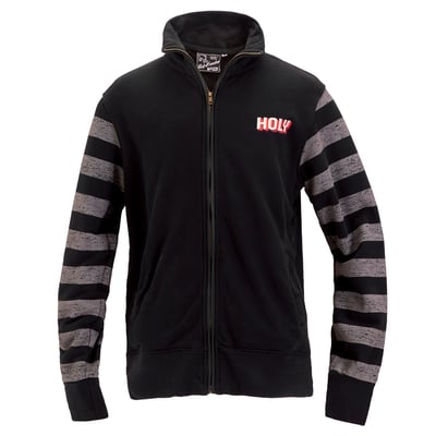 Built for the workshop, the road, and everything in between, the Holy Freedom Chop zipped sweat delivers raw style with functional muscle. Made from 100% unbrushed emery cotton, it’s tough yet breathable, with a windproof front lining to keep the chill out. Distressed fabric edges, water-based prints, and a metallic zip give it that worn-in, worked-hard attitude. Finished with welt pockets and built to move.