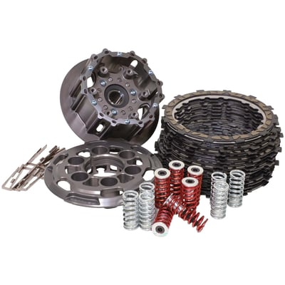 APEX is Rekluse’s pinnacle V-Twin manual performance clutch system, maximizing performance and durability with a lighter lever pull, whether your engine is stock or fully built. 
Complete clutch kit, without clutch basket. Reduces lever pull effort, increases lever feel and control. Offers 60% increase in torque capacity and clutch engagement, for improved power transfer to the wheel. Reduces clutch operating temperatures for consistent performance. Includes 2 spring set combinations to match engine power and rider preference. No need for aggressive alternatives, like lock-up systems. Made 100% in-house. 
Kit includes: Patented Fixed-Pin design billet hub, billet pressure plate, complete clutch pack featuring TorqDrive friction disks, two sets of varied stiffness clutch springs, basket sleeves and hardware