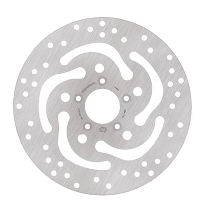 11.5" / 292mm O.D, 56.3mm I.D., 8.7mm (5/16") counterbored mounting holes with 3.25" bolt circle (48.6mm mount hole to mount hole distance).
Mount style 'B'.
All Moto-Master brake rotors are manufactured from premium stainless steel, offering superb braking ability and are highly corrosion resistant. CNC machined, laser cut and precision double grinded within the tightest tolerance to eliminate any brake rotor vibration. All Moto-Master brake discs are made in Europe and approved.
- Stainless
- Outer diameters 292.0 mm
- Inner diameter 56.7 mm
- Thickness 5.0 mm
- Number of holes 5
- Hole diameter 8.7 mm
- Pitch 82.5 mm
- Type Fixed Disc
- Speedometer prepared No
- Comes with approval
- OEM replacement reference 44260-00, 44156-00 & 44360-00A.
Note: Check your local MCS dealer or the MCS sales department for exact type of approval and validity on bike model and years on the test report.