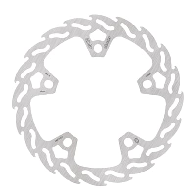 320mm OD. Open center, 160mm. Thickness 4.5mm. 5 x 15mm x 15.7mm elongated mount holes. Mount to mount hole distance 113mm.
Mount style 'N'.
- Stainless steel
- Outer diameters 320.0 mm
- Inner diameter 160.0 mm
- Thickness 4.5 mm
- Number of holes 5
- Hole diameter 15x17 mm
- Pitch 193.0 mm
- Turning direction right side mount
- OEM replacement reference 41500158A.
All Moto-Master brake rotors are manufactured from premium stainless steel, offering superb braking ability and are highly corrosion resistant. CNC machined, laser cut and precision double grinded within the tightest tolerance to eliminate any brake rotor vibration. All Moto-Master brake discs are made in Europe and approved.
Note: Check your local MCS dealer or the MCS sales department for exact type of approval and validity on bike model and years on the test report.