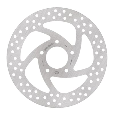 260mm (10.2") OD, 5mm thick. 56.3mm ID, 8.7mm (5/16") bored mounting holes with 3.25" bolt circle.
Mount style 'A'.
All Moto-Master brake rotors are manufactured from premium stainless steel, offering superb braking ability and are highly corrosion resistant. CNC machined, laser cut and precision double grinded within the tightest tolerance to eliminate any brake rotor vibration. All Moto-Master brake discs are made in Europe and approved.
- Stainless
- Thickness: 5.0 mm
- No speedometer gap
- Pitch 82.5mm
- Comes with approval
- OEM replacement reference 41500194.
Note: Check your local MCS dealer or the MCS sales department for exact type of approval and validity on bike model and years on the test report.