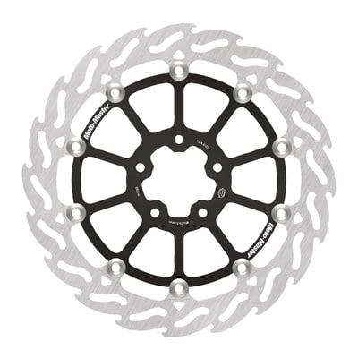 320mm (12.6") OD., 56.3mm I.D., 5x 8.7mm (5/16") bored mounting holes. Mount hole to hole distance 48.6mm.  
Mount style 'K'. 
All Moto-Master brake rotors are manufactured from premium stainless steel, offering superb braking ability and are highly corrosion resistant. CNC machined, laser cut and precision double grinded within the tightest tolerance to eliminate any brake rotor vibration. All Moto-Master brake discs are made in Europe and approved. 
- Stainless 
- Thickness: 6.0 mm 
- No speedometer gap 
- Pitch 82.6mm 
- Comes with approval 
- OEM replacement reference 41500193. 
Note: Check your local MCS dealer or the MCS sales department for exact type of approval and validity on bike model and years on the test report.