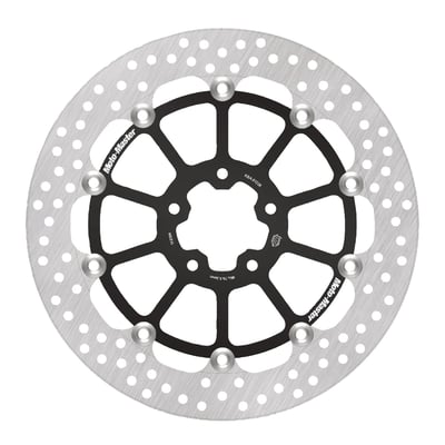 320mm (12.6") OD., 56.3mm I.D., 5x 8.7mm (5/16") bored mounting holes. Mount hole to hole distance 48.6mm.
Mount style 'K'.
All Moto-Master brake rotors are manufactured from premium stainless steel, offering superb braking ability and are highly corrosion resistant. CNC machined, laser cut and precision double grinded within the tightest tolerance to eliminate any brake rotor vibration. All Moto-Master brake discs are made in Europe and approved.
- Stainless
- Thickness: 6.0 mm
- No speedometer gap
- Pitch 82.6mm
- Comes with approval
- OEM replacement reference 41500193.
Note: Check your local MCS dealer or the MCS sales department for exact type of approval and validity on bike model and years on the test report.
