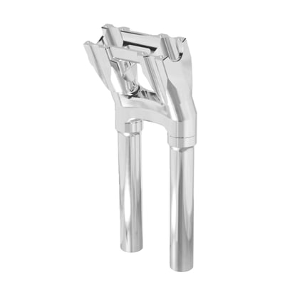 Raw machined uncoated finish. 
With 1" (25.4mm) diameter handlebar clamp area. 
Sold without top clamp, the top clamp (top plate) is sold separately depending on application. 
This 'Kickback style' moves the handlebar 1.5" (38mm) towards the rider. 
These isolated risers are designed to be solid-mounted to the top triple tree and are installed with the supplied billet bushings. This creates a much more rigid bar setup, allowing for improved control and far greater use of your bike's suspension and braking capabilities. As for vibration dampening, the rubber bushings are relocated just below the handlebar. There they are placed inside the riser mid-section. The proprietary use of these rubber isolators drastically reduces the amount of unwanted movement at the bushings. This creates a much more solid bar feel, giving you greater confidence in your bike's handling. You'll notice the difference of a hard-mounted riser legs and relocated rubber isolators right away. 
- Far less vibration than rigid mounted risers and a much better bar feel 
- Bottom clamp has an opening to accommodate hidden wiring 
- Top clamp ((top Plate) must be purchased separately depending on your application 
- 3.5" center to center for standard OEM H-D fitment 
- Bushing life is increased, maintenance lowered 
- Wiring slot in the center of the riser body allows for easy installation and clean wiring. 
Note: Sold without top clamp, the top clamp (top plate) is sold separately depending on application.
Note: Kraus Isolated Risers are designed and engineered for universal fitment. Some modification may be required depending upon application. This product is NOT compatible with models that include integrated bar clamps on the triple tree top clamp.
Note: Kraus Isolated Risers are a modular construction. You can run them without legs or swap out the risers legs for optional available lengths should you decide to run a shorter/taller rise down the line. See the 'optional Isolated Riser legs' for 4 available lengths between 3.5" (89mm) to 9.5" (241mm) tall. 