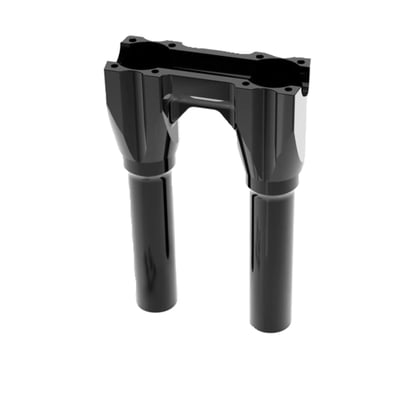Black anodized finish. 
With 1" (25.4mm) diameter handlebar clamp area. 
Sold without top clamp, the top clamp (top plate) is sold separately depending on application. 
These isolated risers are designed to be solid-mounted to the top triple tree and are installed with the supplied billet bushings. This creates a much more rigid bar setup, allowing for improved control and far greater use of your bike's suspension and braking capabilities. As for vibration dampening, the rubber bushings are relocated just below the handlebar. There they are placed inside the riser mid-section. The proprietary use of these rubber isolators drastically reduces the amount of unwanted movement at the bushings. This creates a much more solid bar feel, giving you greater confidence in your bike's handling. You'll notice the difference of a hard-mounted riser legs and relocated rubber isolators right away. 
- Far less vibration than rigid mounted risers and a much better bar feel.
- Bottom clamp has an opening to accommodate hidden wiring 
- Top clamp ((top Plate) must be purchased separately depending on your application 
- 3.5" center to center for standard OEM H-D fitment 
- Bushing life is increased, maintenance lowered 
- Wiring slot in the center of the riser body allows for easy installation and clean wiring. 
Note: Sold without top clamp, the top clamp (top plate) is sold separately depending on application.
Note: Kraus Isolated Risers are designed and engineered for universal fitment. Some modification may be required depending upon application. This product is NOT compatible with models that include integrated bar clamps on the triple tree top clamp.
Note: Kraus Isolated Risers are a modular construction. You can run them without legs or swap out the risers legs for optional available lengths should you decide to run a shorter/taller rise down the line. See the 'optional Isolated Riser legs' for 4 available lengths between 3.5" (89mm) to 9.5" (241mm) tall. 