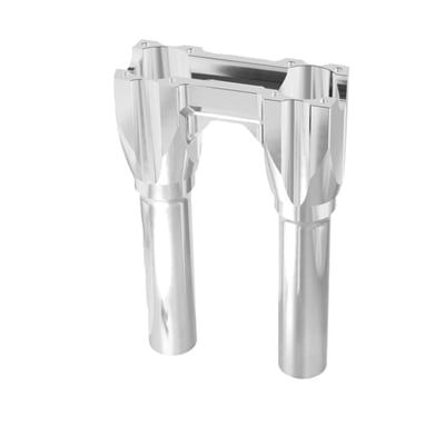 Raw machined aluminum finish. 
With 1" (25.4mm) diameter handlebar clamp area. 
Sold without top clamp, the top clamp (top plate) is sold separately depending on application. 
These isolated risers are designed to be solid-mounted to the top triple tree and are installed with the supplied billet bushings. This creates a much more rigid bar setup, allowing for improved control and far greater use of your bike's suspension and braking capabilities. As for vibration dampening, the rubber bushings are relocated just below the handlebar. There they are placed inside the riser mid-section. The proprietary use of these rubber isolators drastically reduces the amount of unwanted movement at the bushings. This creates a much more solid bar feel, giving you greater confidence in your bike's handling. You'll notice the difference of a hard-mounted riser legs and relocated rubber isolators right away. 
- Far less vibration than rigid mounted risers and a much better bar feel.
- Bottom clamp has an opening to accommodate hidden wiring 
- Top clamp ((top Plate) must be purchased separately depending on your application 
- 3.5" center to center for standard OEM H-D fitment 
- Bushing life is increased, maintenance lowered 
- Wiring slot in the center of the riser body allows for easy installation and clean wiring. 
Note: Sold without top clamp, the top clamp (top plate) is sold separately depending on application.
Note: Kraus Isolated Risers are designed and engineered for universal fitment. Some modification may be required depending upon application. This product is NOT compatible with models that include integrated bar clamps on the triple tree top clamp.
Note: Kraus Isolated Risers are a modular construction. You can run them without legs or swap out the risers legs for optional available lengths should you decide to run a shorter/taller rise down the line. See the 'optional Isolated Riser legs' for 4 available lengths between 3.5" (89mm) to 9.5" (241mm) tall. 