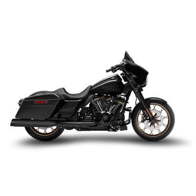 Note: Special Order Product only. To order please contact your MCS sales representative. 
Racing use only. Not homologated. 
4.33" (11cm) diameter stainless slip-on muffler set. 
Handcrafted from AISI 304 stainless steel. With a matte black 1000°C resistant Cerakote finish. With black aluminum end caps. 