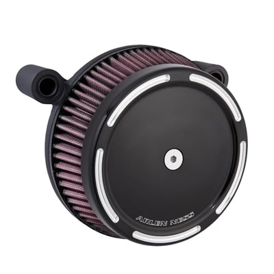 Black anodized Beveled outer cover. With black backing plate. 
Air filter element pre-oiled with red oil. 
Engineered and proven to give your engine maximum airflow for more horsepower & torque. The patented hidden breather backing plate is O-ringed at the heads and exits inside the mouth of the throttle body for a virtually closed loop system, eliminating the need for any external hoses or hardware. 
- Increases horsepower & torque 
- Patented hidden breather technology 
- Pre-oiled high performance cotton gauze filter element 
- One-piece aluminum backing plate 
- Radius air inlet for unobstructed airflow 
- Includes gaskets & installation hardware 
- See 936617 for replacement gaskets & installation hardware only