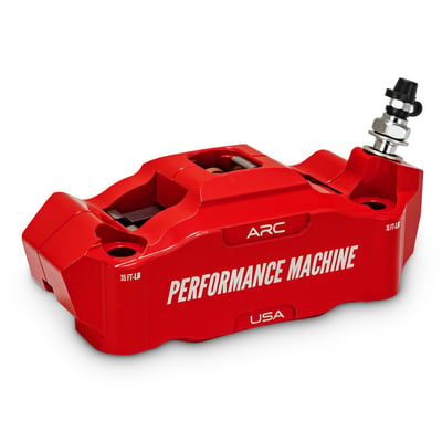 4-piston radial billet aluminum caliper. Universal fit for all 108mm sized radial caliper brackets and forks. Designed with ARC (Advanced Radiant Cooling) technology to improve your braking feel by providing more rigidity and maximum cooling efficiency for better heat control and ultimately to offer a better, crisp, brake feel.
- Increased rigidity for improved braking performance
- CNC machined billet aluminum
- ARC Technology for maximum cooling efficiency
- Designed for use with 5mm (.200") thick brake rotors
- ABS and non-ABS compatible
- Used with 108mm mounting bolt spacing brackets
- Includes chrome mounting hardware
- 4-piston caliper with 1.25" diameter pistons
- Includes brake pads.