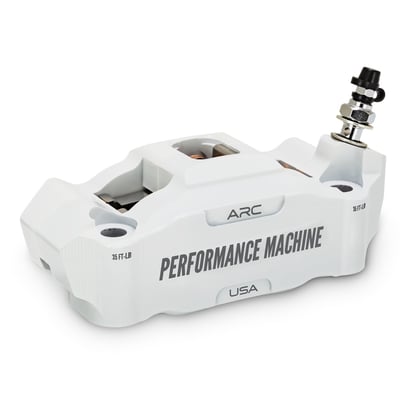 4-piston radial billet aluminum caliper. Universal fit for all 108mm sized radial caliper brackets and forks. Designed with ARC (Advanced Radiant Cooling) technology to improve your braking feel by providing more rigidity and maximum cooling efficiency for better heat control and ultimately to offer a better, crisp, brake feel. 
- Increased rigidity for improved braking performance
- CNC machined billet aluminum 
- ARC Technology for maximum cooling efficiency
- Designed for use with 5mm (.200") thick brake rotors 
- ABS and non-ABS compatible 
- Used with 108mm mounting bolt spacing brackets 
- Includes chrome mounting hardware 
- 4-piston caliper with 1.25" diameter pistons 
- Includes brake pads. 