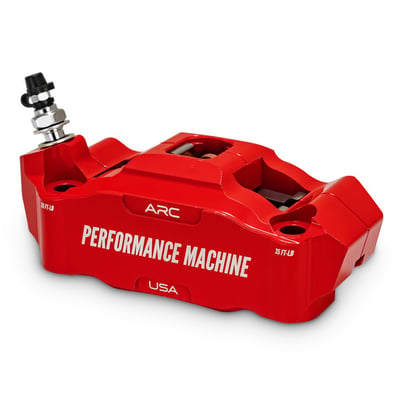4-piston radial billet aluminum caliper. Universal fit for all 108mm sized radial caliper brackets and forks. Designed with ARC (Advanced Radiant Cooling) technology to improve your braking feel by providing more rigidity and maximum cooling efficiency for better heat control and ultimately to offer a better, crisp, brake feel. 
- Increased rigidity for improved braking performance
- CNC machined billet aluminum 
- ARC Technology for maximum cooling efficiency
- Designed for use with 5mm (.200") thick brake rotors 
- ABS and non-ABS compatible 
- Used with 108mm mounting bolt spacing brackets 
- Includes chrome mounting hardware 
- 4-piston caliper with 1.25" diameter pistons 
- Includes brake pads. 