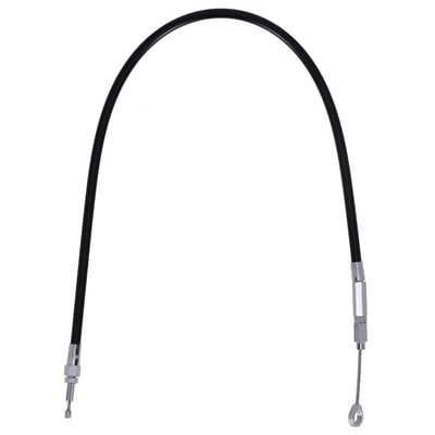 Black clutch cable has an overall length of 36" with a mousetrap style threaded cable end and a nylon cover.