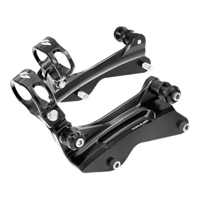 Designed so your FOX QS3-QSR remote reservoir shocks work together with H-D's docking hardware. The days you had to choose between high-performance suspension or H-D's detachable accessories is over! No compromise, no permanent mods, just pure versatility and performance. 
- Compatible with OEM H-D detachable accessories and FOX QS3-QSR remote reservoir shocks 
- Precision CNC-machined from high-quality billet aluminum 
- Maintains full suspension performance while adding detachable functionality
- Aggressive Kraus styling with clean, solid docking points 
- Bolt-on installation ease 
- No modifications required
- Built to be seen, not to blend. 