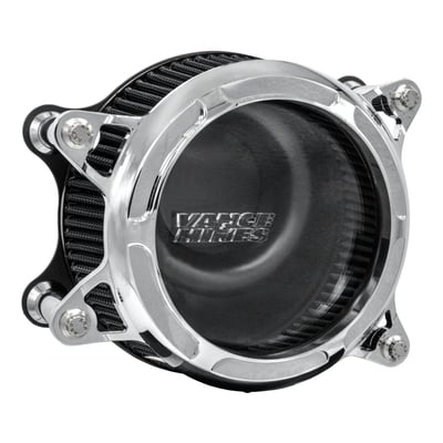 Comes with a clear polycarbonate window to offer a look inside the, working, engine. The Vance & Hines logo is custom-pressed into the polycarbonate window. 
The Vance & Hines VO2 air cleaner delivers improved engine performance with that all important touch of class and style. With large inlet backing plate and billet venturi entrance for smooth air flow. All include a K&N Xstream high-flow and washable air filter element to insure your bike will never run out of breath. 
- Extracts the maximum performance from any machine 
- With K&N Xstream high-flow air filter element 
- CNC-machined billet cover secured with race-spec ARP hardware 
- High-capacity, deep-pleated, & washable air filter element 
- Includes backing plate, venturi and breather assemblies 
- Force™ Velocity Stack for a strong increase in power 