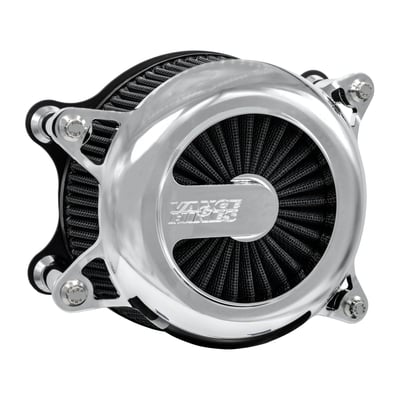 The Vance & Hines VO2 air cleaner delivers improved engine performance with that all important touch of class and style. With large inlet backing plate and billet venturi entrance for smooth air flow. CNC machined billet cover with riveted badge or machined-in badge with the Vance & Hines logo. All include a K&N Xstream high-flow and washable air filter element to insure your bike will never run out of breath. 
- Extracts the maximum performance from any machine 
- With K&N Xstream high-flow air filter element 
- CNC-machined billet cover secured with race-spec ARP hardware 
- High-capacity, deep-pleated, & washable air filter element 
- Includes backing plate, venturi and breather assemblies 
- Force™ Velocity Stack for a strong increase in power 