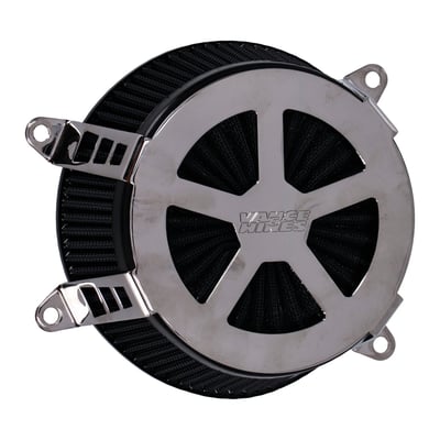 The Vance & Hines VO2 air cleaner delivers improved engine performance with that all important touch of class and style. With large inlet backing plate and billet venturi entrance for smooth air flow. CNC machined billet cover with riveted badge or machined-in badge with the Vance & Hines logo. All include a K&N Xstream high-flow and washable air filter element to insure your bike will never run out of breath. 
- Extracts the maximum performance from any machine 
- With K&N Xstream high-flow air filter element 
- CNC-machined billet cover secured with race-spec ARP hardware 
- High-capacity, deep-pleated, & washable air filter element 
- Includes backing plate, venturi and breather assemblies 
- Force™ Velocity Stack for a strong increase in power 