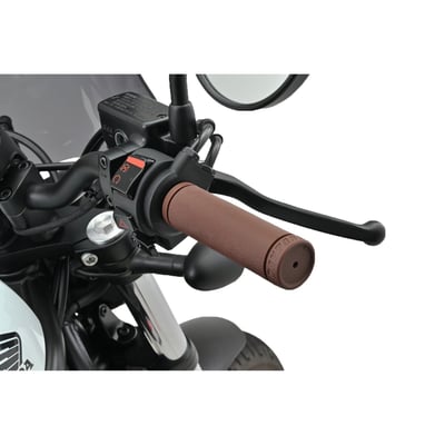 125mm long. With the 'KAWA' grip surface styling. 
Handlebar grips for handlebars with a 1" (25.4mm) grip area diameter. The throttle grip diameter is larger to accommodate the throttle sleeve. Both left & right grips come with closed ends. Grips are made of a dual compound rubber, harder on the inside with a softer 'Grippy' outer layer for a better slip-free grip, without becoming tacky. 
Note: 08-up H-D models with electronic throttle will likely require a replacement throttle sleeve, like 514714 for most models, since the OEM rubber grip is a molded one-piece with the throttle sleeve and they cannot be separated. 