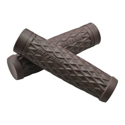 127mm (5") long. With the 'GRID' grip surface styling. 
Handlebar grips for handlebars with a 1" (25.4mm) grip area diameter. The throttle grip diameter is larger to accommodate the throttle sleeve. Both left & right grips come with closed ends. Grips are made of a dual compound rubber, harder on the inside with a softer 'Grippy' outer layer for a better slip-free grip, without becoming tacky. 
Note: 08-up H-D models with electronic throttle will likely require a replacement throttle sleeve, like 514714 for most models, since the OEM rubber grip is a molded one-piece with the throttle sleeve and they cannot be separated. 