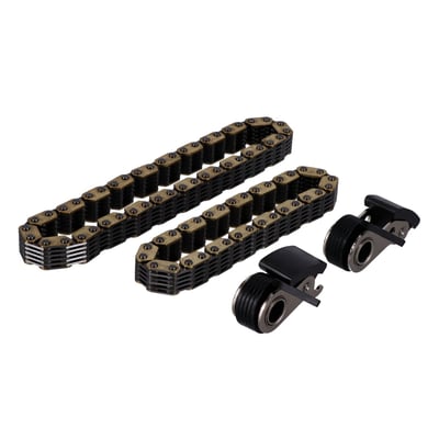 OEM style replacement. Compatible with the early Twin Cam models equipped with spring loaded chain tensioners. 
Complete kit with cam tensioners and both cam chains. Kit includes 25607-99 (inner chain, secondary cam drive), 25610-99 (outer chain, primary cam drive), 39964-99A (chain tensioner, secondary cam drive) and 39954-99A (chain tensioner primary cam drive). 
Note: Does not include 39965-99 outer chain guide, which is separately available as 921174