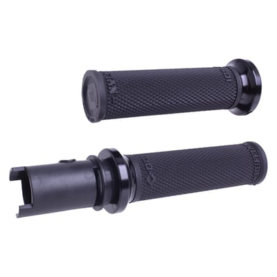 - Moto inspired grip designed for performance V-Twin 
- Legendary RUFFIAN Full-Knurl Diamond Pattern 
- Thin Profile delivers amazing control, feedback and traction! 
- Proprietary Medium-Compound durometer improves overall comfort and durability 
- In-molded throttle tube with integrated application specific throttle actuation 
- Billet aluminum Lock-On™ style clutch-side clamp provides simple installation and removal 
- T15 Torx bolts provide extra secure clamping for solid, twist-free mounting 
- Eliminates the need for grip glue or safety set-screws 
- Provides simple installation and removal 
- Slim 33mm diameter 
