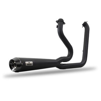 Euro 2/3 homologated.
AISI 406 stainless steel. Matte black Cerakote finish which offers a 1800 °F (982°C) heat resistant ceramic coating with proven toughness.
Performance is nothing without reliability, therefore this system is free of electronics and valves, crafted from high-grade materials, TIG-welded in Italy and engineered to last.
- Deep, bass-rich tone
- Aggressive racing sound at high RPM
- Enhanced torque and throttle response
- ECE type-approved for street-legal use in Europe
- Designed in Switzerland – Made in Italy.
Note: Homologation is valid for unmodified stock bikes, for the specific models and model years as mentioned in the product description. Removing or modifying the standard baffle will void the homologation.
Note optional heat shields for 91-05 5-sp Dyna:
- 709877 Stainless. Brushed satin
- 709878 Stainless. Black Cerakote
- 709879 Stainless. Polished
- 70980 Titanium. Brushed satin.
Note replacement parts for all 2-1 Malparidos exhaust systems:
- 709266 Billet end cap. Alu / Black
- 709267 Homologated dB killer. Stainless
- 709268 Racing dB killer. Medium. Stainless +7dB over homologated dB killer
- 709269 Racing dB killer. XL. Stainless +10dB over homologated dB killer