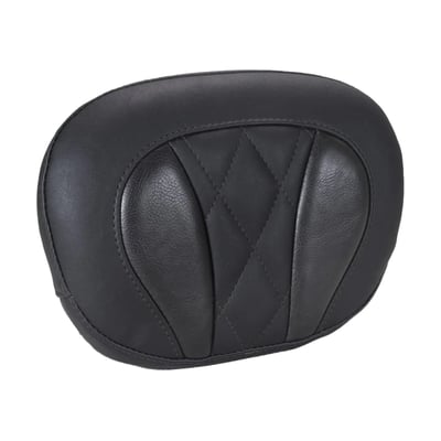 Deluxe Diamond stitch pattern with black thread. 
Direct bolt-on contoured passenger backrest. 
Includes a triangular mounting plate and three chrome screws for quick, secure installation. 
Dimensions: 12" wide x 9" tall. 
Note: Will not fit leather or regular Tour-Pak® cases. 
Note: Will not fit Air Wing upright. for best fit with Mustang Deluxe Diamond Touring seats, standard-height or higher uprights are recommended. Low and Mini uprights are not recommended.