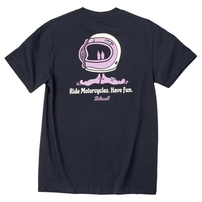 Another @the_junkers original together with Biltwell. The shortimer in a Gringo helmet has such a fun 70’s vibe so we used it on everything this year! 100% pre-shrunk 6oz cotton t-shirt is detailed with hand-screened water-based inks, woven clip tags and the irritating collar tag has been replaced by a screen-printed label. We consider this the perfect t-shirt blank, it's got a buttery feel and is thick enough to be durable, but not a baggy old man shirt. It's a true regular-fit, not a super thin slim-fit.