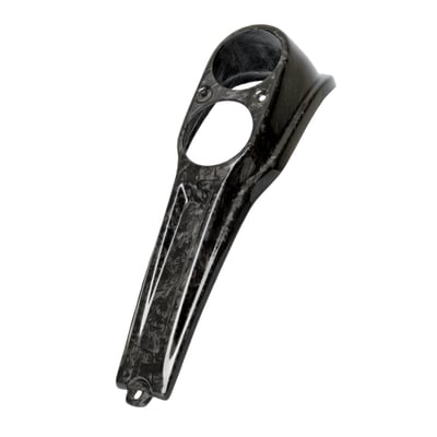 Forged carbon. Made from chopped carbon fiber strands mixed with resin and compressed in a mold. The result is a material that looks more like marble or camouflage, no two are alike, without a directional weave. 

Designed for those that like the look and weight reduction of genuine carbon fiber. The perfect addition to any Club Style or performance bike. Bolt-on installation, simple and hassle-free replacement of the stock dash cover. EU made. 
- Ultra light weight 
- Manufactured from top quality carbon fiber 
- Gloss UV stable surface 
- Mount holes are pre-drilled 
- Compatible the stock dual instruments 
- Bolt-on replacement for stock console 