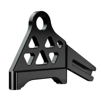 Black anodized finish.
CNC machined billet aluminum.
For stock 25mm axle diameter.
Made of high-strength aluminum and anodized for durability. Perfect for a professional rear radial brake caliper conversion. Designed for strength, rigidity and optimal alignment combined with great aesthetics. For use with radial brake calipers with a 108mm mount hole distance.
OEM replacement reference 41300191