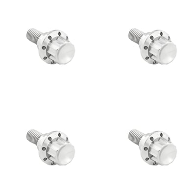 CNC machined from solid titanium. The bolt head is spot drilled with a lightning hole design on the bolt flange. Reduced weight compared to steel or stainless and adds a wow factor. Excellent corrosion resistant. Kit includes 4 bolts, as required to mount the windshield. 