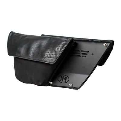 Left side.
The Renegade side panel bag is perfect blend of rugged leather and durable canvas. A slim, combat-inspired bag made for quick access with just one hand, even while on the go.
Built on the sturdy MK design plates, it hugs the bike seamlessly without compromising storage space. The waterproof lining inside and included rain cover ensure your essentials stay dry no matter the conditions.
Crafted with Trip Machine’s signature quality, this bag is built to withstand the road and age beautifully over time.
- Increased comfort on the inner thigh
- Easy access to gear
- heavy duty 14 oz canvas amalgamated with our signature leather
- With rain cover.
Dimensions: 30cm upper width x 14cm lower width x 21cm high x 3cm deep.
Max capacity: 1.8 liter