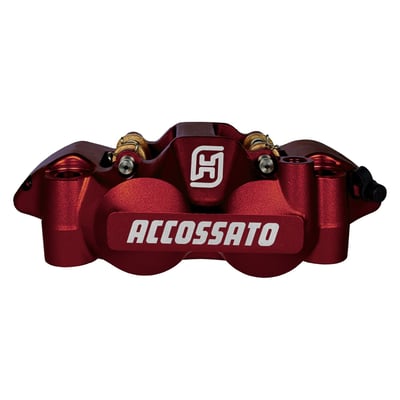 Red anodized finish.
108mm mounting distance.
Aluminum pistons.
4x ST (Standard sintered) brake pads per caliper.
Complete with Standard brake pads.
Accossato Monobloc Forged Radial Brake Calipers are engineered for riders that demand maximum performance and precision. Comes complete with 4x ST (Standard sintered) brake pad set. Manufactured from high-quality CNC machined forged aluminum, this caliper combines strength with a rigid lightweight construction to deliver exceptional braking control and reliability. Each caliper is designed to maximize braking efficiency and handling. Each caliper is also checked and tested before it it leaves the factory. This makes an Accossato caliper an excellent choice for riders that demand top-level technology paired with uncompromised quality.