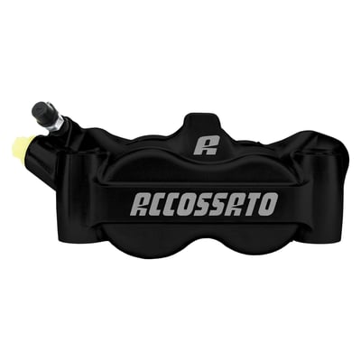 Black anodized finish. 
100mm mounting distance. 
Aluminum pistons. 
4x ST (Standard sintered) brake pads per caliper. 
Complete with Standard brake pads. 
Accossato Monobloc Forged Radial Brake Calipers are engineered for riders that demand maximum performance and precision. Comes complete with 4x ST (Standard sintered) brake pad set. Manufactured from high-quality CNC machined forged aluminum, this caliper combines strength with a rigid lightweight construction to deliver exceptional braking control and reliability. Each caliper is designed to maximize braking efficiency and handling. Each caliper is also checked and tested before it it leaves the factory. This makes an Accossato caliper an excellent choice for riders that demand top-level technology paired with uncompromised quality. 